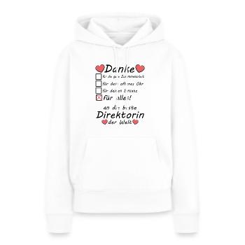 Beste Direktorin Schule Danke Abschiedsgeschenk - Frauen Premium Bio Hoodie - Weiß - Vorne - Julia (174cm)