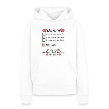 Nachbarschaftshelferin Nachbarschaftshilfe Danke - Frauen Premium Bio Hoodie - Weiß - Vorne - Julia (174cm)