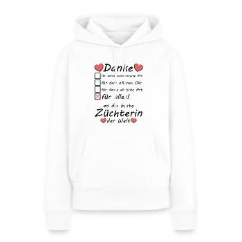 Danke Dankeschön an beste Züchterin - Frauen Premium Bio Hoodie - Weiß - Vorne - Julia (174cm)