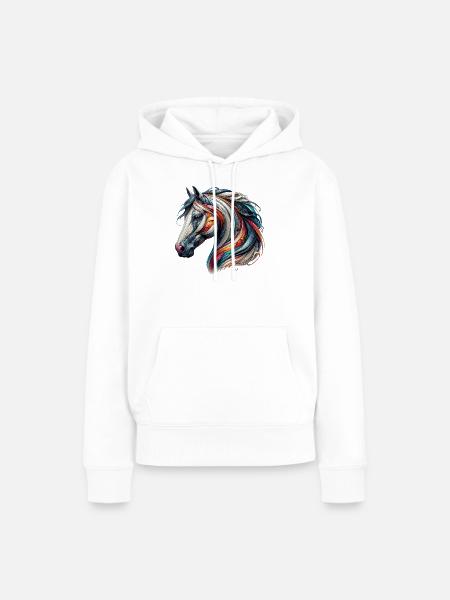 Pferd - Frauen Premium Bio Hoodie - Weiß
