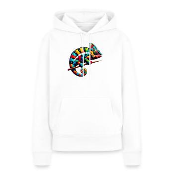 Harlekin Chamäleon - Frauen Premium Bio Hoodie - Weiß - Vorne - Julia (174cm)