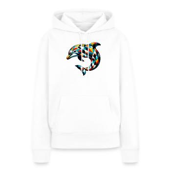Harlekin-Delfin - Frauen Premium Bio Hoodie - Weiß - Vorne - Julia (174cm)