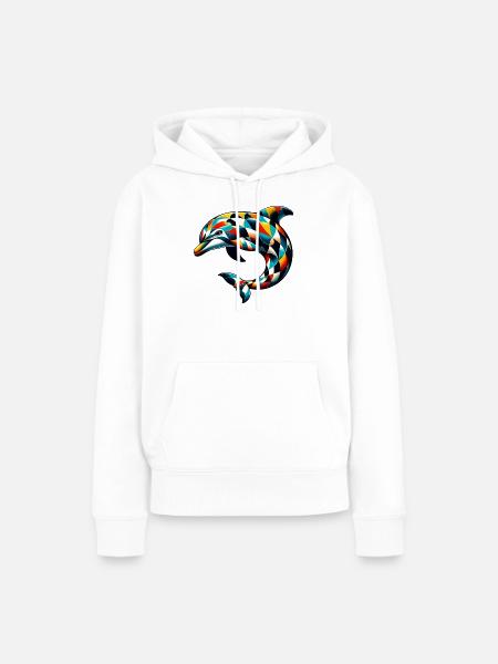 Harlekin-Delfin - Frauen Premium Bio Hoodie - Weiß