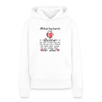 Danke Sagen an Mitarbeiterin zum Abschied Rente - Frauen Premium Bio Hoodie - Weiß - Vorne - Julia (174cm)