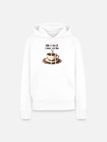 Kaffeetasse mit Textmotivation - Frauen Premium Bio Hoodie - Weiß