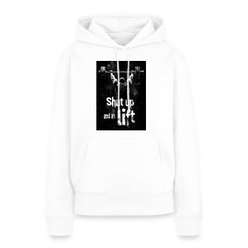 Shut up and lift! - Frauen Premium Bio Hoodie - Weiß - Vorne - Julia (174cm)