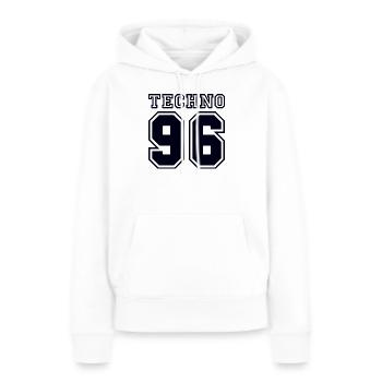TECHNO 96 - Frauen Premium Bio Hoodie - Weiß - Vorne - Julia (174cm)