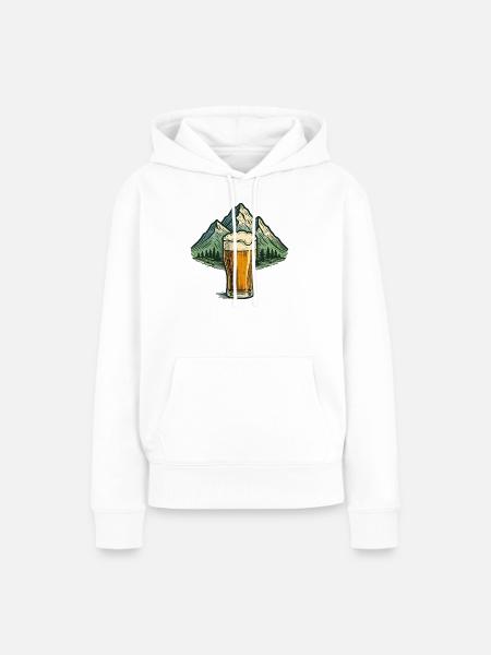 Bierglas mit Bergsilhouette - Frauen Premium Bio Hoodie - Weiß
