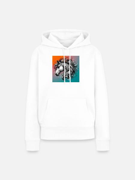 Pferd - Frauen Premium Bio Hoodie - Weiß