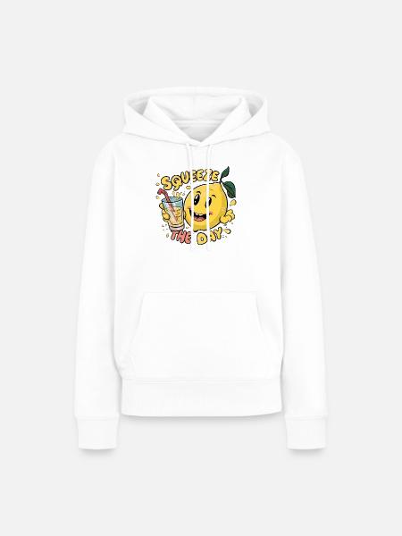 Squeeze The Day Zitrone Karikatur - Frauen Premium Bio Hoodie - Weiß