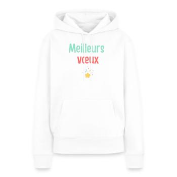 Meilleurs vœux - Sweat à capuche Premium bio Femme - blanc - Devant - Julia (174cm)