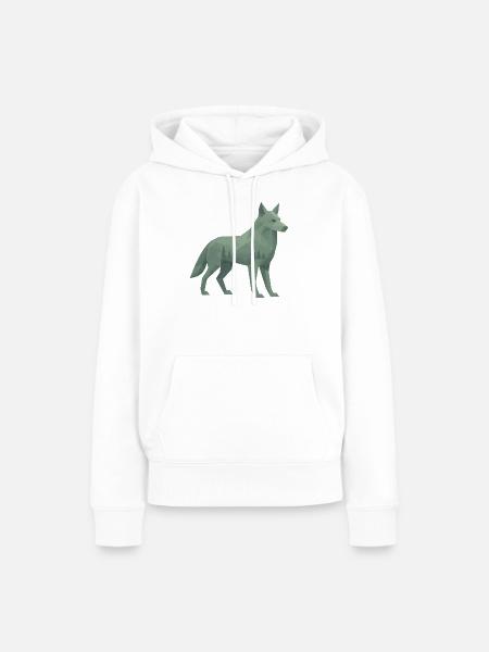 Geometrischer Wolf - Frauen Premium Bio Hoodie - Weiß