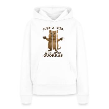Juste une fille qui aime les quokkas - Sweat à capuche Premium bio Femme - blanc - Devant - Julia (174cm)