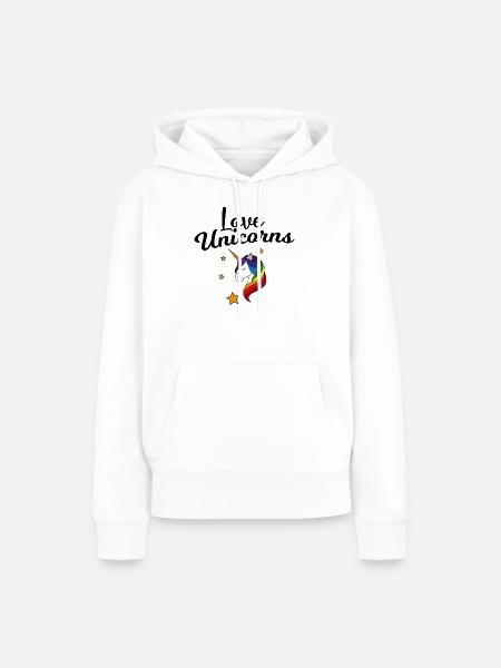 Regenbogen Einhorn Sternenzauber - Frauen Premium Bio Hoodie - Weiß