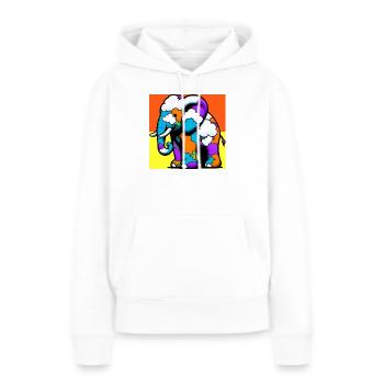Éléphant avec Nuage et Nuages - Sweat à capuche Premium bio Femme - blanc - Devant - Julia (174cm)