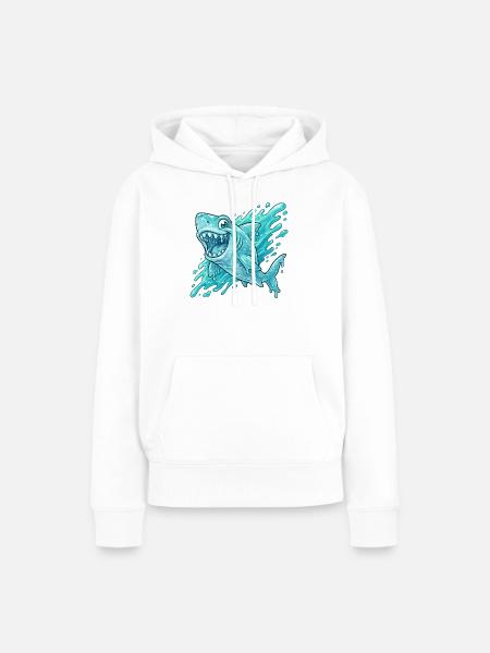 Blauer Hai Splash Abenteuer - Frauen Premium Bio Hoodie - Weiß