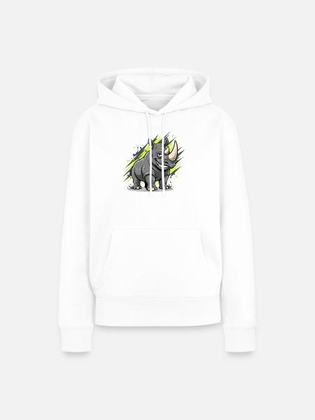 Grinsender Rhino Graffiti Stil - Frauen Premium Bio Hoodie - Weiß
