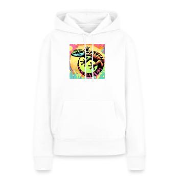 Gecko - Frauen Premium Bio Hoodie - Weiß - Vorne - Julia (174cm)