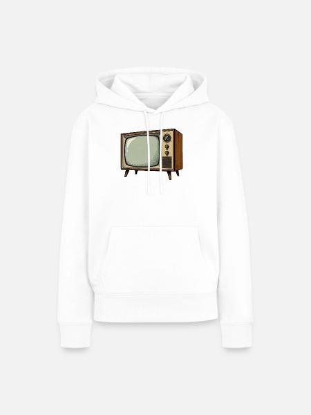 Retro Fernseher Illustration - Frauen Premium Bio Hoodie - Weiß