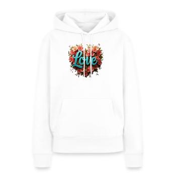 Blue Love avec cadre floral - Sweat à capuche Premium bio Femme - blanc - Devant - Julia (174cm)