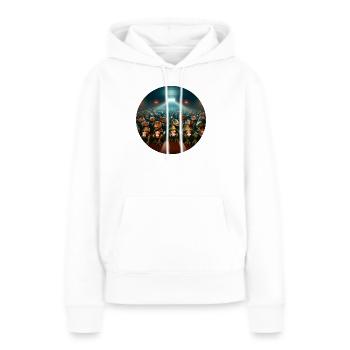 Dino au cinéma - Sweat à capuche Premium bio Femme - blanc - Devant - Julia (174cm)