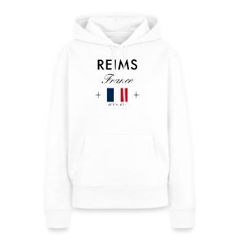 Reims Frankreich Koordinaten Reise Souvenir - Frauen Premium Bio Hoodie - Weiß - Vorne - Julia (174cm)