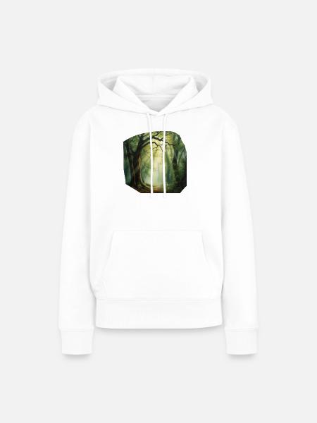 Lichtpfad im Wald - Frauen Premium Bio Hoodie - Weiß