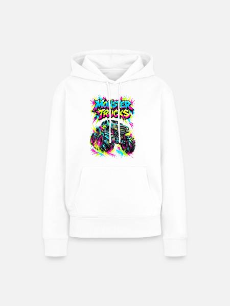 Monster Trucks Graffiti Neon - Frauen Premium Bio Hoodie - Weiß