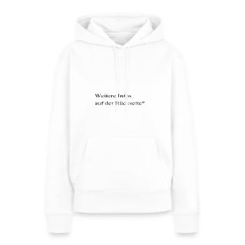 Weitere Infos auf der Rückseite* - Frauen Premium Bio Hoodie - Weiß - Vorne - Julia (174cm)