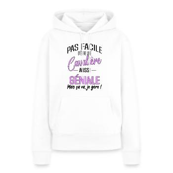 Cavalière géniale cadeau drôle équitation - Sweat à capuche Premium bio Femme - blanc - Devant - Julia (174cm)