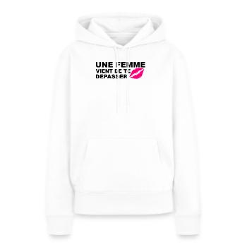 autocollant drôle - Sweat à capuche Premium bio Femme - blanc - Devant - Julia (174cm)