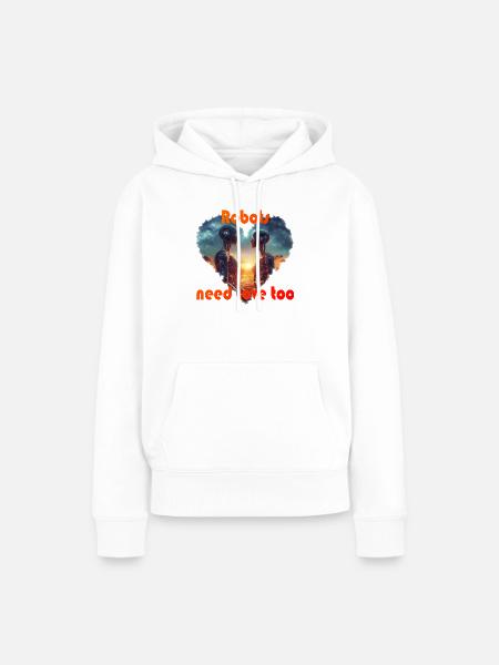 Robots need love - Frauen Premium Bio Hoodie - Weiß