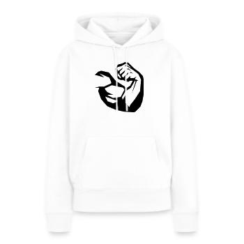 Biceps Fitness - Sweat à capuche Premium bio Femme - blanc - Devant - Julia (174cm)