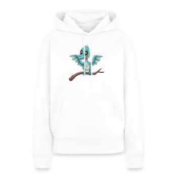 Le dinosaure bleu mystique prend son envol - Sweat à capuche Premium bio Femme - blanc - Devant - Julia (174cm)