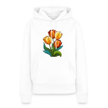 Tulpen - Frauen Premium Bio Hoodie - Weiß - Vorne - Julia (174cm)
