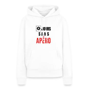 zéro jours sans apéro - Sweat à capuche Premium bio Femme - blanc - Devant - Julia (174cm)