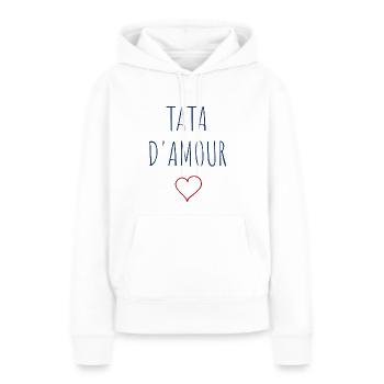 TATA D'AMOUR COEUR - Sweat à capuche Premium bio Femme - blanc - Devant - Julia (174cm)