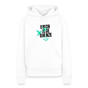 Brich jede Grenze - Frauen Premium Bio Hoodie - Weiß - Vorne - Julia (174cm)