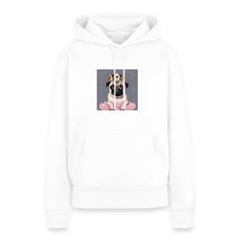 Mops mit Krone - Frauen Premium Bio Hoodie - Weiß - Vorne - Julia (174cm)