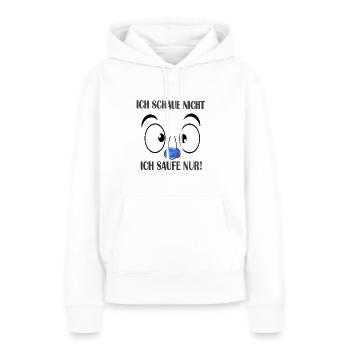Ich schaue nicht - Ich saufe nur - Frauen Premium Bio Hoodie - Weiß - Vorne - Julia (174cm)