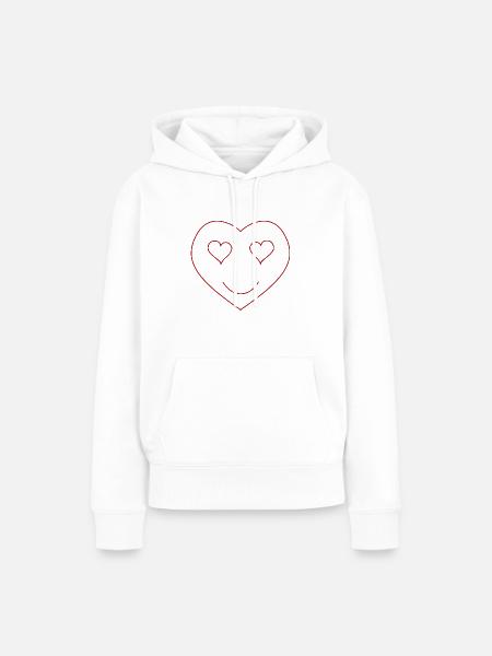 Face Herzherzen - Frauen Premium Bio Hoodie - Weiß