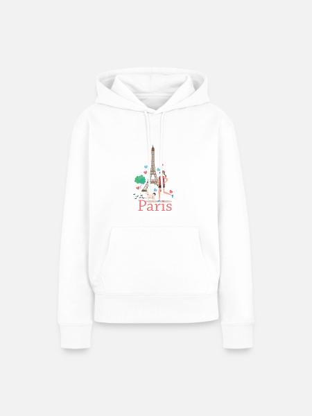 Paris - Frauen Premium Bio Hoodie - Weiß