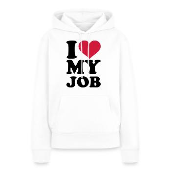 I love my job - Sweat à capuche Premium bio Femme - blanc - Devant - Julia (174cm)