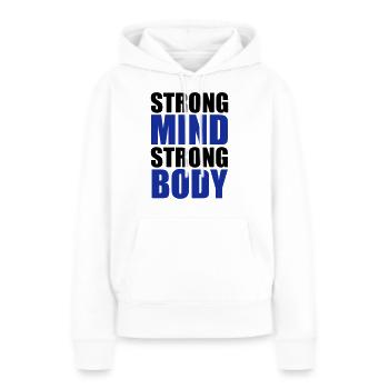 Strong - Sweat à capuche Premium bio Femme - blanc - Devant - Julia (174cm)
