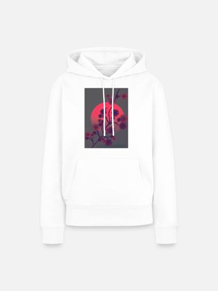 Kirschblüten im Blutmond - Frauen Premium Bio Hoodie - Weiß