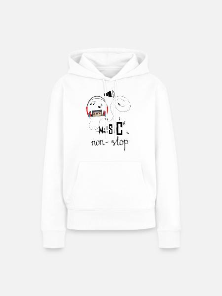 Music non stop - Frauen Premium Bio Hoodie - Weiß