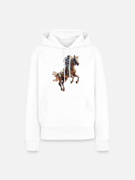 Astronaut mit Pferd - Frauen Premium Bio Hoodie - Weiß