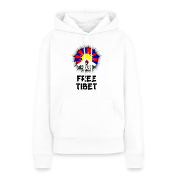 free tibet - Sweat à capuche Premium bio Femme - blanc - Devant - Julia (174cm)
