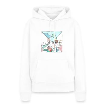 Next Dimension Bunt & Fresh - Frauen Premium Bio Hoodie - Weiß - Vorne - Julia (174cm)