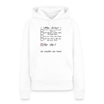 Krebskranke Oma Krankenhausbesuch zur Aufmunterung - Frauen Premium Bio Hoodie - Weiß - Vorne - Julia (174cm)